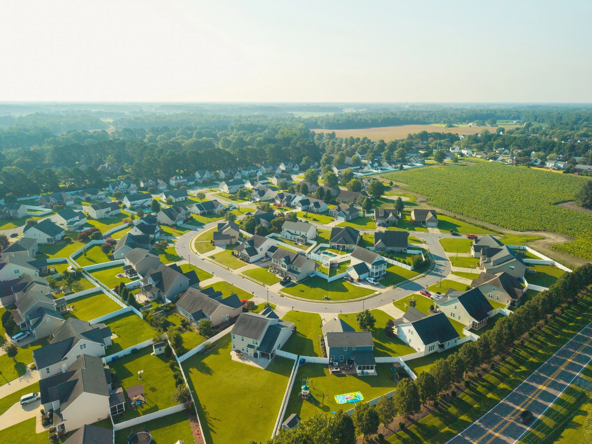 Aerial view of new residential development